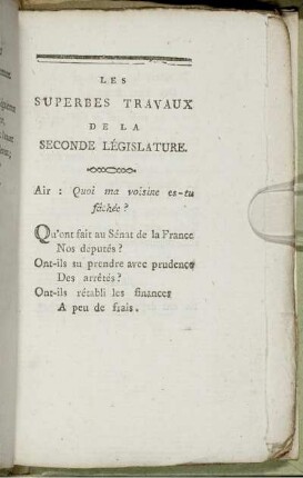 Les Superbes Travaux De La Seconde Législature.