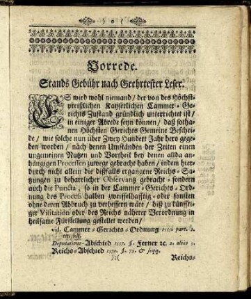 Vorrede. Stands Gebühr nach Geehrtester Leser.