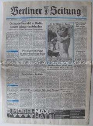 "Berliner Zeitung" u.a. zum Prozeß gegen die Mörder eines Angolaners in Eberswalde und zur Bewerbung Berlins um die Olympischen Spiele 2000
