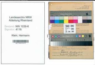 Entnazifizierung Hermann Klein , geb. 08.08.1904 (Betriebsmeister)