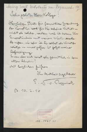 Brief an Max Marschalk : 10.02.1916