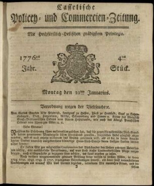 4tes Stueck, Montag den 22ten Januarius 1776