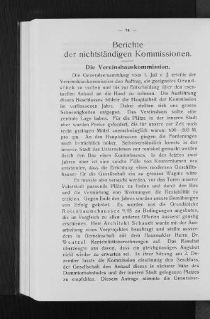 Berichte der nichtständigen Kommissionen.