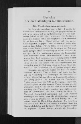 Berichte der nichtständigen Kommissionen.