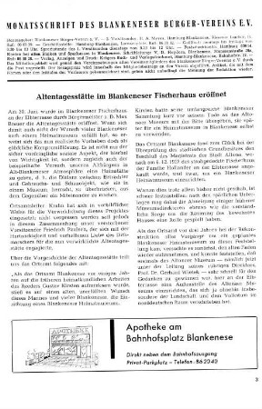 Altengaststätte im Blankeneser Fischerhaus eröffnet