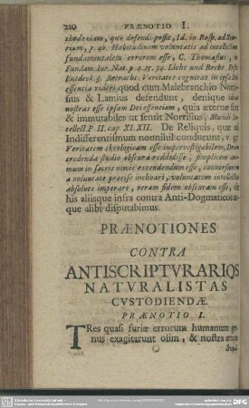Praenotiones Contra Antiscripturarios Naturalistas Custodiendae