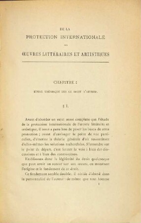 Protection Internationale des Oeuvres Littéraires et Artistiques : Étude de legislation comparée