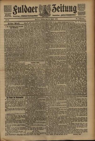 Erste Ausgabe vom Freitag, den 16. April 1909.