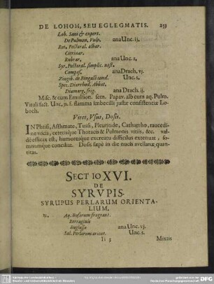 Sectio XVI. De Syrupis