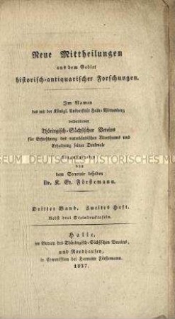 Neue Mitteilungen aus dem Gebiete historisch-antiquarischer Forschungen. Jg. 1837, Heft 2
