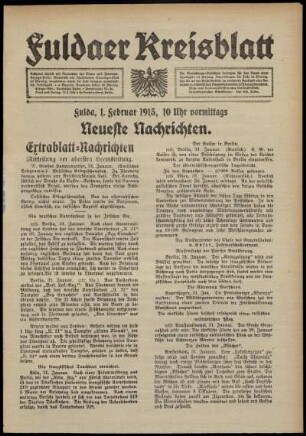 Erste Ausgabe vom Montag, den 01. Februar 1915.