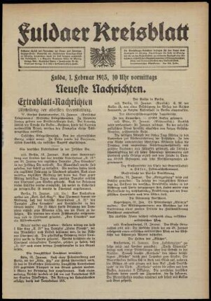 Erste Ausgabe vom Montag, den 01. Februar 1915.