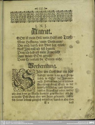 Leichenpredigt : Hertzerquickender Witwen-Trost. Antritt. Vorbereitung. Leichen-Text. Eingang. Abhandlung.