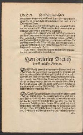 Von dreierley Brauch des Göttlichen Gesetzes.