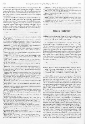 1032 [Rezension] Gnilka, Joachim, Jesus von Nazaret
