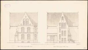 Wohnhaus (Lehrerwohnhaus), Schleswig: Aufriss Nordseite, Westseite