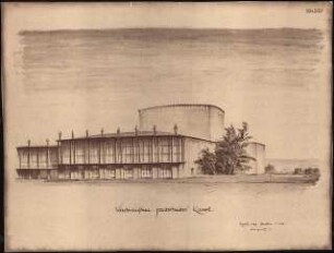Staatstheater Kassel: (Lichtpause von Inv.Nr. 35778): Platzansicht 1:100