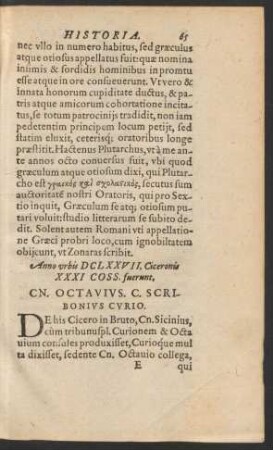 Anno urbis DCLXXVII ... Cn. Octavius. C. Scribonius Curio.