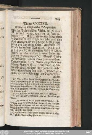 Psalm CXXXVII. Weissagung Babylonischer Gefangenschaft.