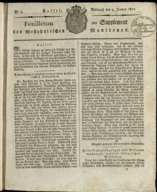 No. 3, Mittwoch den 9. Januar 1811