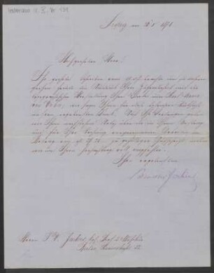 Brief an Friedrich Wilhelm Jähns : 26.05.1871
