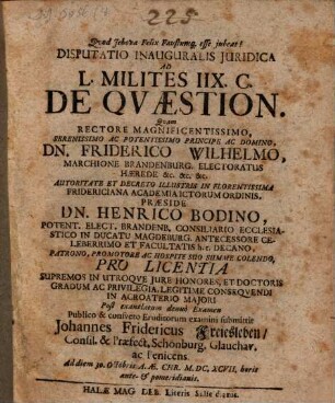 Disp. ad L. milites IIX.C. de quaestionibus