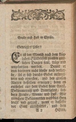 Gnade und Heil in Christo. Geneigter Leser!