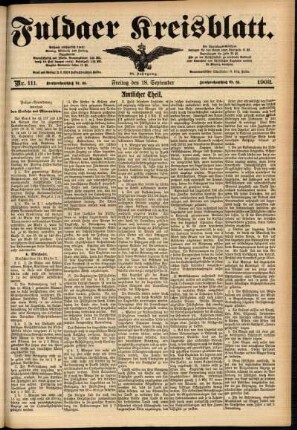 Zweite Ausgabe vom Freitag, den 18. September 1903.
