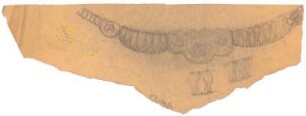 Studie Kette : Skizze einer symmetrischen Kette mit breiten Glieden, collierartig; Skizzen einzelner Kettenglieder; Farbproben