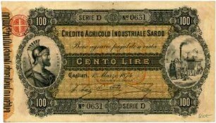 Geldschein, 100 Lire, 1.3.1874