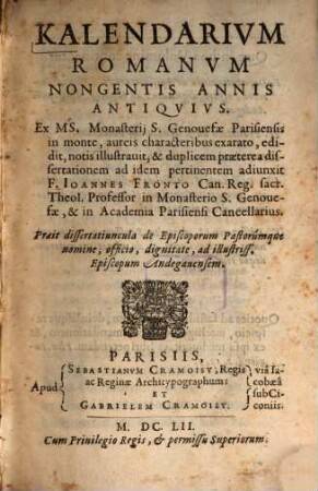 Calendarium Romanum nongentis annis antiquius