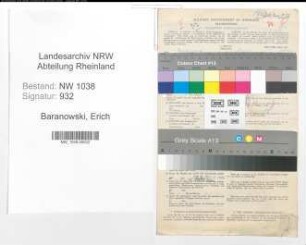 Entnazifizierung Erich Baranowski , geb. 10.08.1903 (Bankangestellter)