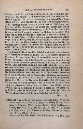 363-364 [Rezension] Bernardus de Porto, Bernhardi Ordo officiorum ecclesiae Lateranensis