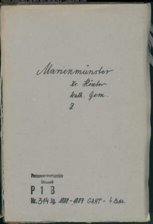 Zivilstandsregister der katholischen Gemeinde Marienmünster, Kreis Höxter (GAHT 1808-1809) (Gemeinde: Katholische Gemeinde Marienmünster)