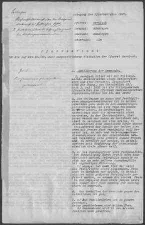 Bernloch-Meidelstetten: Pfarrbericht 1927