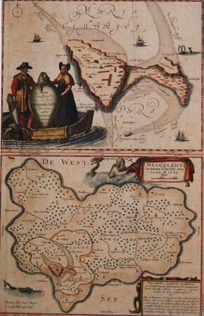 Newe Landtcarte von der Insell Helgelandt und Helgeladt in annis Christi 800. 1300. & 1649.