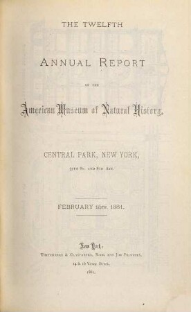 Annual report : for the year .... 12. 1881