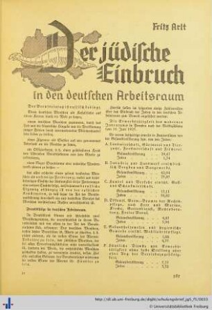 Der jüdische Einbruch in den deutschen Arbeitsraum.