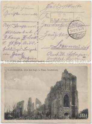 Die zerstörte Kirche in Langemark