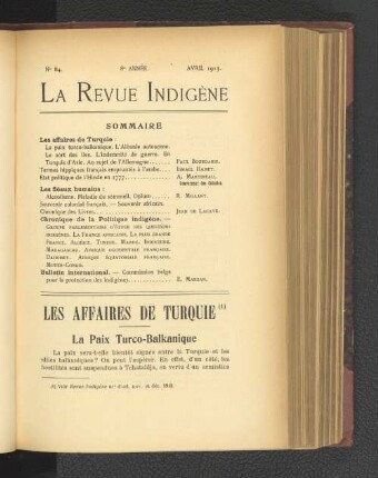 Nr. 84. 8e Année. Avril 1913.