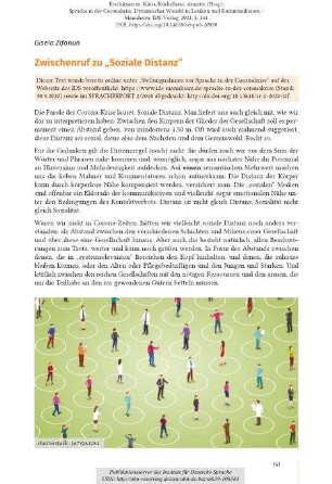 Zwischenruf zu „Soziale Distanz“