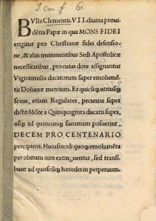 Bulla in qua Mons fidei erigitur pro Christiani fidei defensione ... 1527