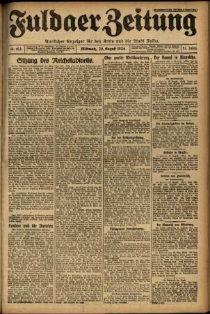 Erste Ausgabe vom Mittwoch, den 20. August 1924.
