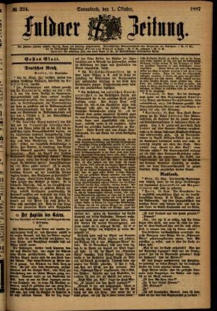Ausgabe vom Samstag, den 01. Oktober 1887.