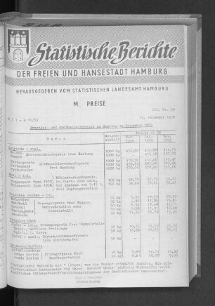 Erzeuger- und Großhandelspreise in Hamburg im November 1959 : Lfd. Nr. 38