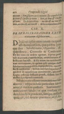 Caput X. De Subalternatione Enunciationum absoltarum.