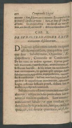 Caput X. De Subalternatione Enunciationum absoltarum.