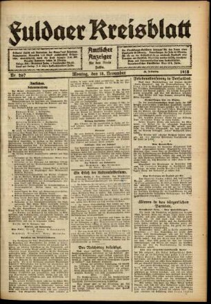 Ausgabe vom Montag, den 18. November 1918.