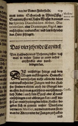 Das vierzehende Capittel. Von Halßwehe unnd Ursprung dessen ...