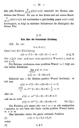 § 11. Satz über die trinomische Gleichung.